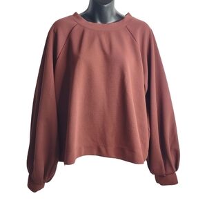 Prologue Women's Ox Blood Balloon Sleeves Cropped Top Sweatshirt Size L